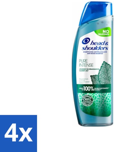 4 x Head & Shoulders - Anti-Roos Shampoo - Pure Intense - Kalmeert Jeuk - 250 ml - Roos Shampoo - Anti-roos Shampoo - Hoofdhuidverzorging - Jeuk Verlichten - Kalmerende Shampoo