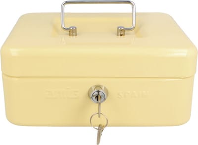 AMIG Geldkistje met 2 sleutels - beige - staal - muntbakje - 20 x 16 x 9 cm - inbraakbeveiliging