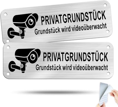 Waarschuwingsstickers - Camerabewaking bord - Gebied markeren - Sterke lijm - 15x5cm 2 stuks - Aluminium