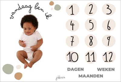 Jikkies Mijlpaaldeken - Milestone Blanket - Stippen - Dagen - Maanden - Jaren - Kraamcadeau