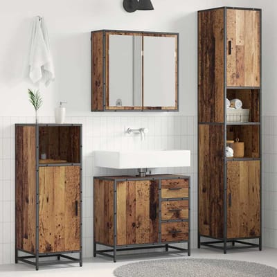 vidaXL - Badkamermeubel - Set - 3 - st - Oud - Hout - Bewerkt - hout