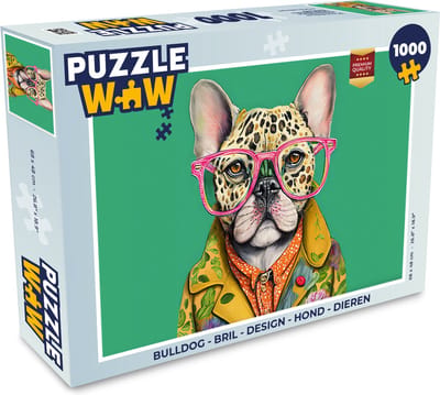 Puzzel Bulldog - Bril - Design - Hond - Dieren - Legpuzzel - Puzzel 1000 stukjes volwassenen