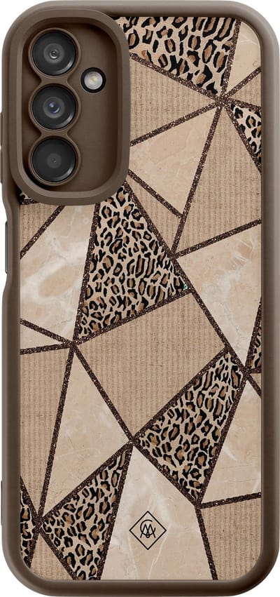 Casimoda® hoesje - Geschikt voor Samsung Galaxy A14 5G - Leopard Abstract - Zwart TPU Backcover - Luipaardprint - Bruin/beige