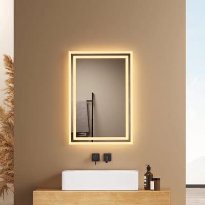 EMKE Spiegel met Verlichting - 3000K/6500K - Mechanische Knop - 40x60 cm - Anti Condens - Badkamerspiegel Mechanisch