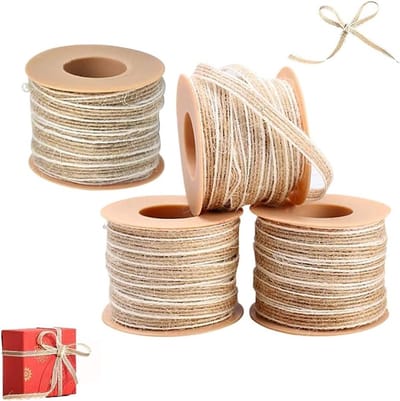 Natuurlijke Jute Lint Rol van 10M met Kant, Perfect voor Cadeauverpakking, Bruiloften en Huisdecoratie