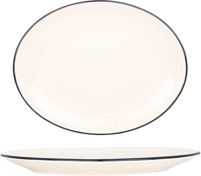 Bonna Serveerschaal - Linea Black - Porselein - 31x24 cm - set van 2