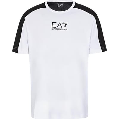 Emporio Armani EA7 Kleurblok Ronde Hals Rechte Pasvorm Korte Mouwen T-shirt Heren tops Wit 6RPT15-PJ02Z-1100 M white
