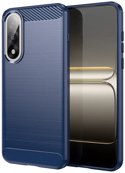 MobyDefend Hoesje - Geschikt voor OnePlus Nord 5 - TPU Backcover - Geborstelde Metaal & Carbon-Look - Blauw