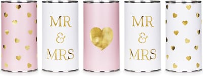PartyDeco - Blikjes mr & mrs - 5 stuks