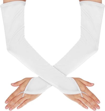 Elegante Satijnen Elleboog Lange Vingerloze Handschoenen in Wit voor Bruiloften, Fotografie en Feestjes - Perfecte Accessoires voor 20's Kostuums