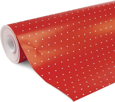 Cadeaupapier Rol - Inpakpapier Geschenk - Feestelijke Verpakking - Wit met Rode Stippen - 50 x 0.70 Meter