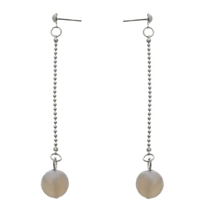 Behave - Lange oorstekers dames - Minimalistische stijl - Grijze natuursteen