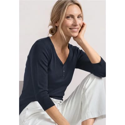Shirt met 3/4-mouwen en knoopdetails