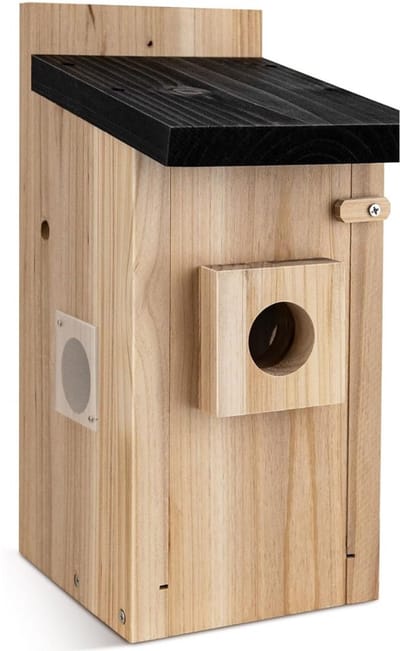 DnA® Vogelhuisje - Vogelvoederhuisje - Vogelhuisje Met Camera - Voederhuisje Met Camera - Lichtbruin - 15cm x 33cm x 21cm