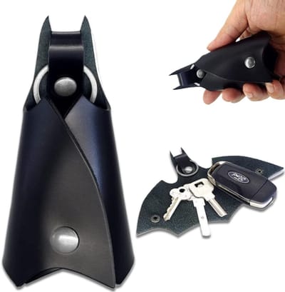 Dailygoods- Sleutelhanger Kunstleer - Batman Sleutelhanger - Sleutelhanger voor Heren - Autosleutelhoes - Zwart - Hoge Kwaliteit - Sleuteltasje