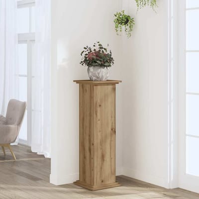 vidaXL - Plantenstandaard - 33x33x100 - cm - bewerkt - hout - artisanaal - eiken