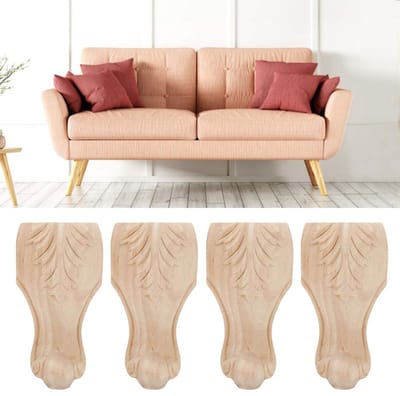 4 stuks massief houten meubels poten hout gesneden bank bank stoel poef love tafel kast meubels hout poten hout onfinished gesneden voeten 12 * 6cm