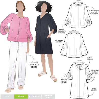 Naaipatroon Jurk Top - Kleding Patroon - Zelf Kleding Maken - Modieuze Ballonmouwen - Maten 4-30