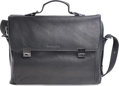 HAROLD'S Leren Business tas Laptoptas met laptopvak Ivy Lane Notebook Briefcase Black Zwart