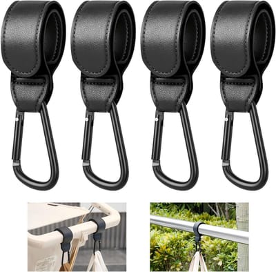 Verstelbare Haakjes voor Kinderwagens - Universele Buggy Clips voor Stroller, Fiets en Auto - 4 Stuks Zwart Nylon
