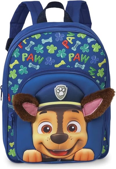 Homesy - Patrol Rugzak - kleuterschoolrugzak voor jongens van 3-6 jaar met chase en uitstekende pluche oren, tas voor kleuterschool en kinderdagverblijf - 31 cm x 24 cm x 13 cm - 8 l blauw
