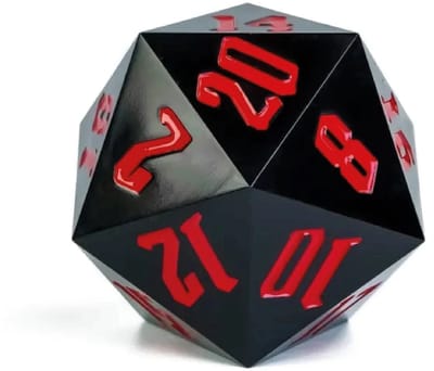 Lapi Toys - D20 dobbelsteen XL - Dungeons and dragons - D20 dice - 20 zijdige dobbelsteen - Acryl - Zwart
