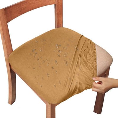 Levivel Waterdichte Effen Kleur Stoelhoes Stretch Jacquard Spandex Stoelhoes Elastische Stoelbeschermer Voor Eetkamer 15 Kleuren 1 Piece kameel