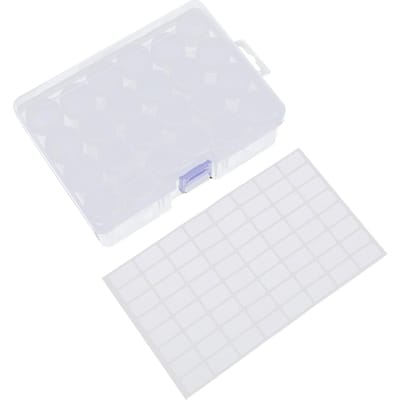 24 stuks Diamond Painting Opbergcontainers Ronde Opbergfles met Opbergdoos Sticker white