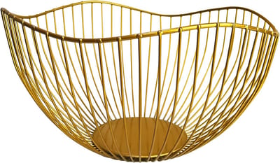 Gouden Fruitkom - Grote Metaal Fruitmand 25x14cm - Fruitschaal voor Aanrecht en Fruitrekken