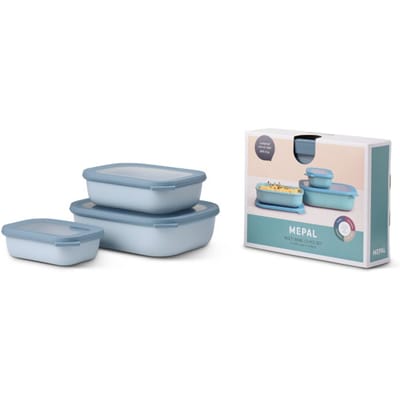 Mepal - Multikom Cirqula vershouddoos set - 500 + 1000 + 2000 ml - Rechthoekig - Nordic blue