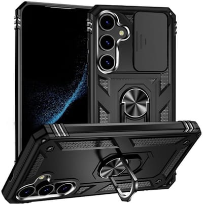 Casemania - Backcover Hoesje met Camera Bescherming en Ring – Geschikt voor Samsung A37 - Zwart