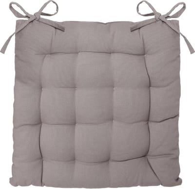 Atmosphera Stoelkussen Loria Grijs - 38 x 38 cm - Met 2 lintjes - 100% katoen