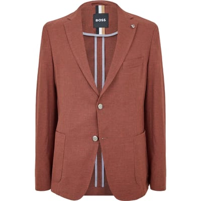 Boss Heren Hanry Gestructureerde Notch Neck Blazer (Rood)