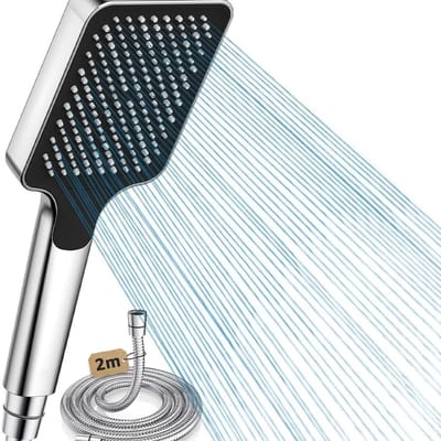 White-Label® Douchekop met Slang - Doucheset - Waterbesparend - Zilver en Zwart