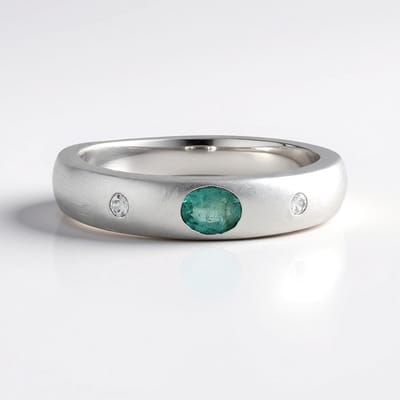 Cavill - Ovaal Colombiaanse Smaragd Ring - 0,3 ct Smaragd & 0,06 ct Zirkonen - 925 Sterling Zilver met Platina Coating - Verstelbare Luxe Damesring