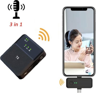 Repus - Multi functies Premium mini Draadloos Lavalier Clip Microfoon - Plug & Play - Opname - Livestream - Vlog - Audio - Video - HD geluid - Geschikt voor iPhone & Android USB-C