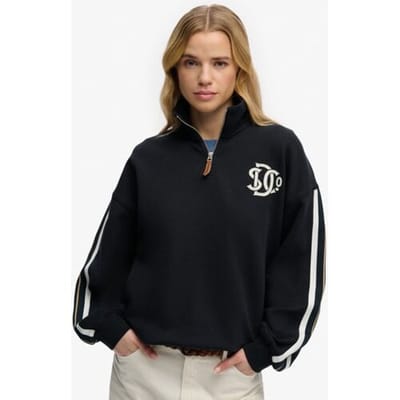Superdry Country Club Appliqué Halve Rits Blauw Grootte: 44