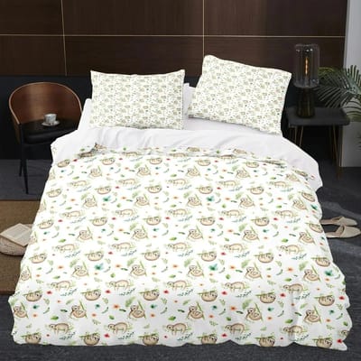 Cartoon Luiaard Dekbedovertrek King Queen Grappig Dieren Beddengoed Set voor coole Wildlife Polyester Dekbedovertrek Jongens Verjaardag EU single(135x200cm)