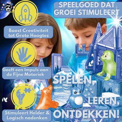BoefieBoef Montessori Magnetisch Speelgoed - 62-delige Zeedieren & IJs Wereld - Educatief Bouw Speelgoed met Licht - STEM & Creatief Cadeau voor Kinderen 3+ Jaar Compatibel met Magna-Tile & Magformer - jongen & meisje VerjaardagsCadeau