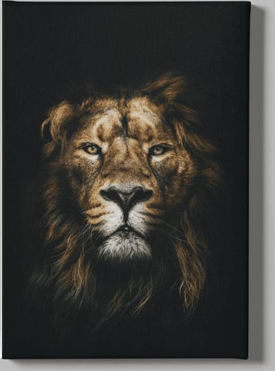Canvas Schilderij -Dieren - Leeuw portret - Bruin - 60x40x2 cm