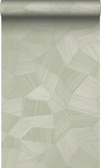 Origin Wallcoverings behang grafisch 3D motief licht vergrijsd groen - 53 cm x 10.05 m - 347984