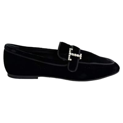 Tod's loafers met kristallen versiering in zwart fluweel