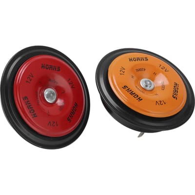 2 pièces Klaxon à Air Électrique pour Voiture 110DB Haut-parleur Étanche pour Bateaux Camions Motos CC 12V(Rouge-orange ) orange