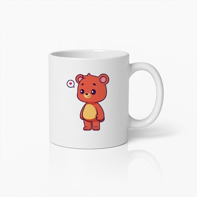 Schattige Teddybeer Cartoon Mok – Lief Beren Koffiebeker met Hart Ontwerp
