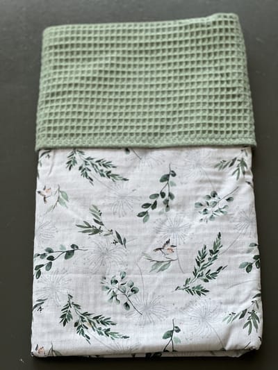 baby deken kinderwagen deken wieg deken oud groen takje vogel 60 x 90 cm
