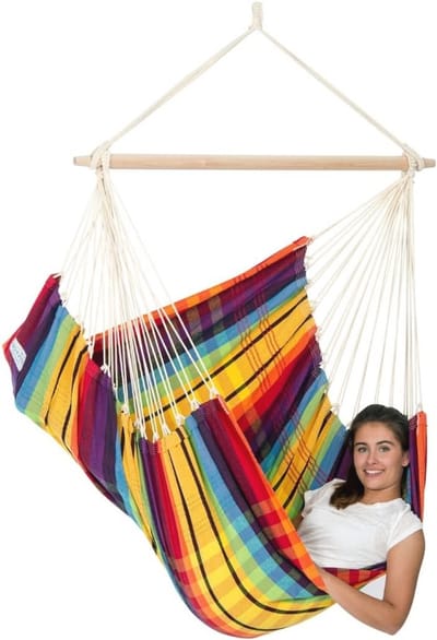 XL Hangstoel Brasil - Handgemaakt in Brazilië, Geschikt voor Binnen en Buiten, Belastbaar tot 150 kg, Kleur: Regenboog
