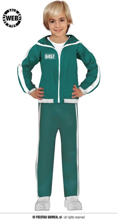 Koreaanse Gamer Pak Deelnemer Groen Retro Trainingspak Kind Kostuum Kind