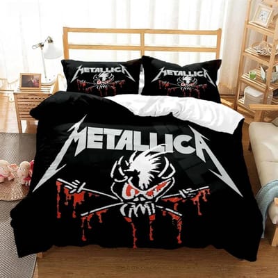 Metal Music Band M-Metallica Beddengoedset Eenpersoons Tweepersoons Tweepersoons Queen Kingsize Bedset Volwassene Kind Slaapkamer Dekbedovertrekset Thuistextiel EU Twin 135x200cm