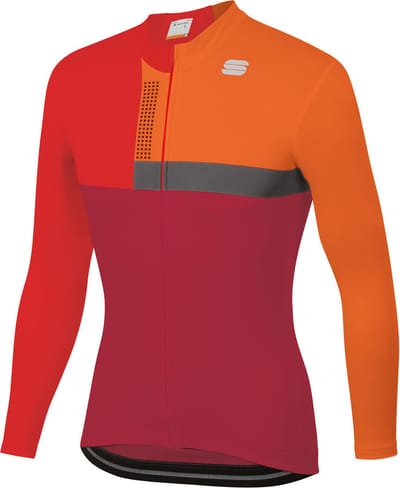 Sportful Fietsshirt lange mouwen Heren Rood Anthraciet - BOLD THERMAL JERSEY RED RUMBA ANTHRACITE - L