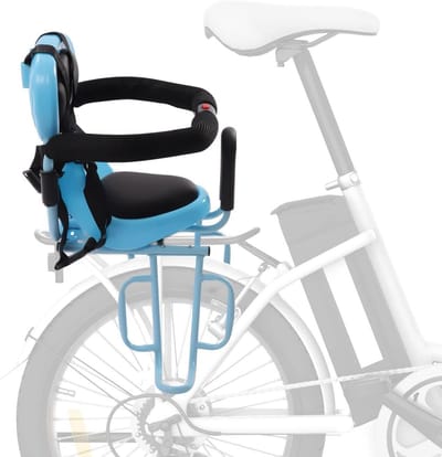Kinderfietszitje Achter - Fietsstoeltje Kinderen - Veilig Fietsen - Verstelbare Veiligheidsgordel - 36x52cm - Blauw